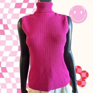 Y2K Worthington Fuchsia Sleeveless knit Turtleneck Top
